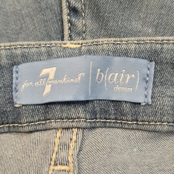 7 For All Mankind Maple Mid Rise Raw Edge Hem Cropped Skinny Jeans Size 30 NWT - Picture 11 of 12